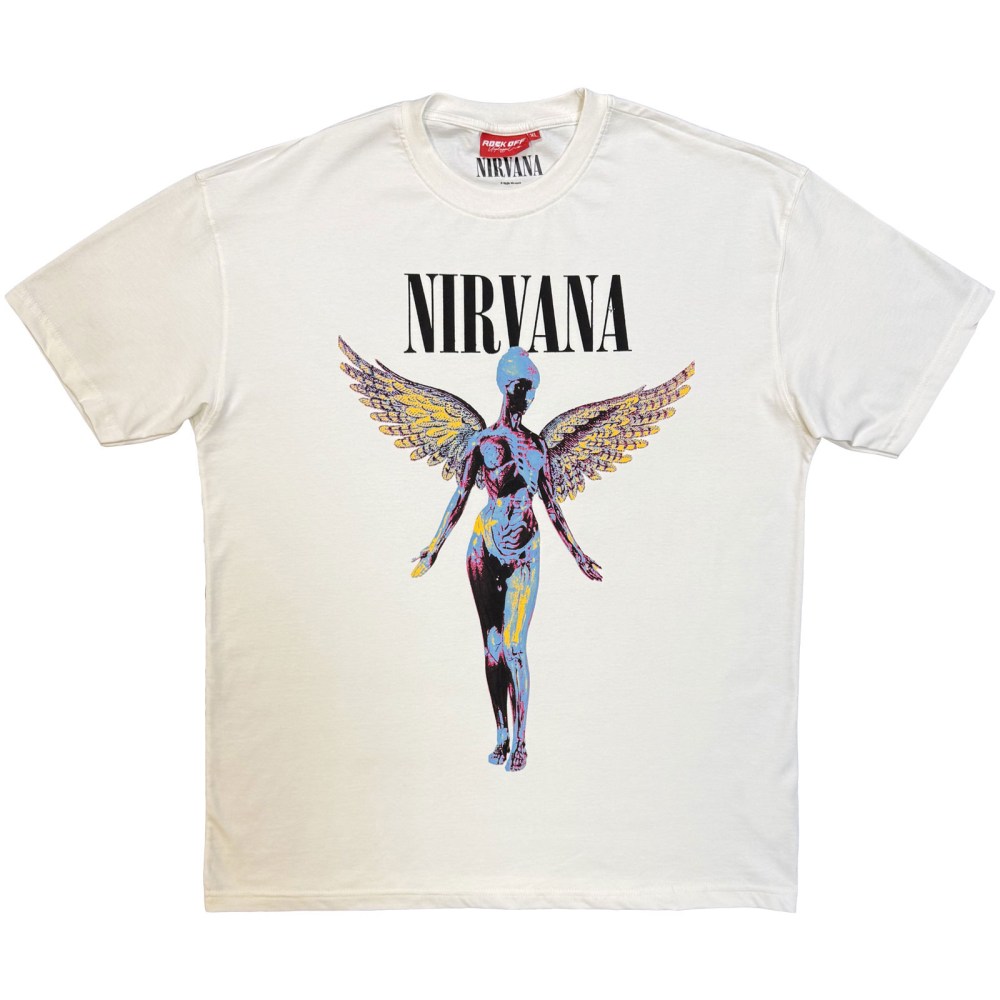 Nirvana - Unplugged In Utero Angel Dames Tshirt - Creme